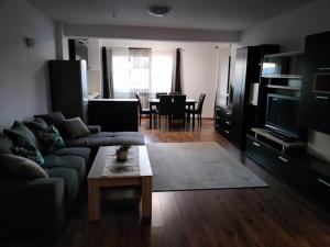 ミエルクレア・チュクにあるNEXUS FORTUNAのソファとコーヒーテーブルのあるリビングルーム