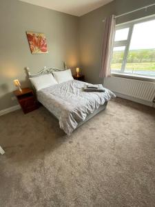 sypialnia z łóżkiem i oknem w obiekcie Ballylee w Galway