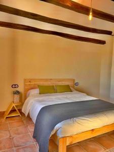 ein Schlafzimmer mit einem großen Bett in einem Zimmer in der Unterkunft Casa Rural Cal Casetó in Font-Rubí