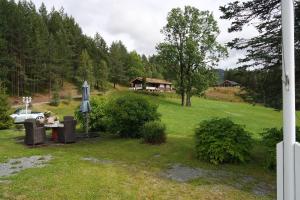 a view of a yard with a house in the background at Lie Hytteutleige -Gjestegård - Thor Fine Art 3 hytte enheter in Åmdals Verk