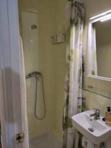 W łazience znajduje się prysznic i umywalka. w obiekcie Casa Cubillas w mieście Teruel