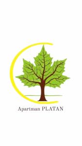 un arbre dans un logo de cercle dans l'établissement Apartman Platan, à Trebinje