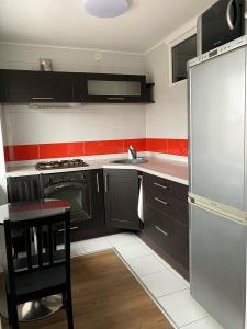 Kuchyň nebo kuchyňský kout v ubytování "Aš Centre" apartamentai