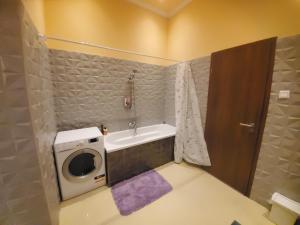 La salle de bains est pourvue d'un lave-linge et d'un lavabo. dans l'établissement Budapest Walking Street-V, à Budapest