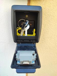 a tool box with a toy car in it at Istrian old town apartment in Koper