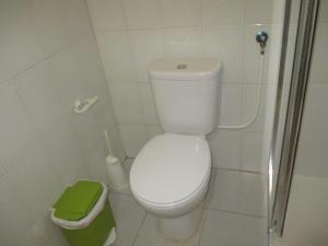a small bathroom with a toilet and a shower at Casa Valente in Macedo de Cavaleiros