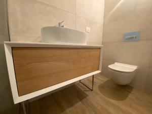 a bathroom with a sink and a toilet at BOUTIQUE HOME LIGNANO in Lignano Sabbiadoro