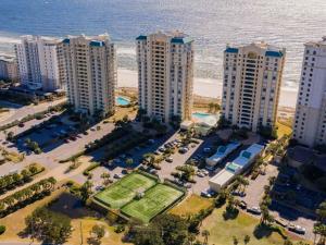 an aerial view of a beach with tall buildings and a park at Beach Colony Towers #2B - Villa Monarch in Perdido Key