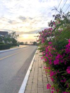 a street with pink flowers on the side of the road at Căn hộ 01br Ocean Vista - SeaHome in Ấp Phú Tịnh (2)
