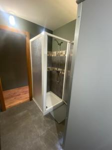 La salle de bains est pourvue d'une douche à l'italienne. dans l'établissement Albergue de Arrojo, à Bárzana