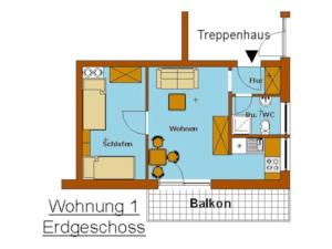 a floor plan of a small house at Haus Jasmin in Sankt Andreasberg