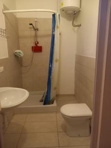 a bathroom with a shower and a toilet and a sink at kola age in Peschiera del Garda