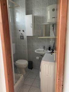 a bathroom with a toilet and a sink at L&L in Okrug Gornji