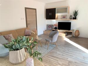 un soggiorno con divano e TV di Apartment Lupo a Vodnjan (Dignano)