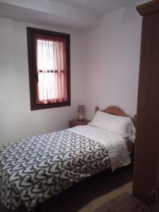 1 dormitorio con cama y ventana en Apartamento Casa Leonora, en Panticosa