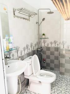 a bathroom with a toilet and a sink at HD House Homestay Vũng Tàu in Vung Tau