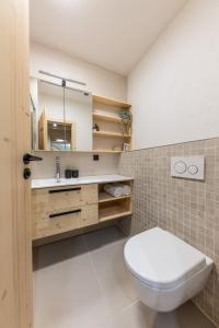 a bathroom with a toilet and a sink at Vila Vlasta Apt. #401 in Starý Smokovec