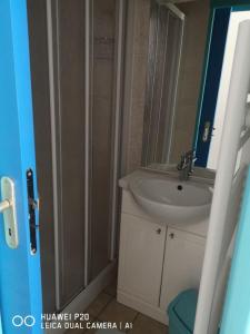 a bathroom with a sink and a mirror at LES OCEANIDES in Brétignolles-sur-Mer +17 photos
