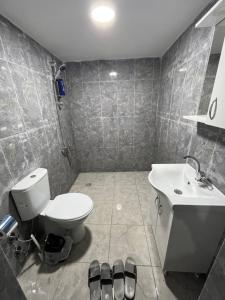 ein Bad mit einem WC und einem Waschbecken in der Unterkunft İnkaya hotel in Yıldırım