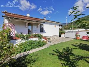 蒙蒂尼奧索的住宿－colori della versilia，一座带草地庭院的白色小房子