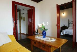 a living room with a vase on a coffee table at Casa Rural Tía ilia in Puntallana