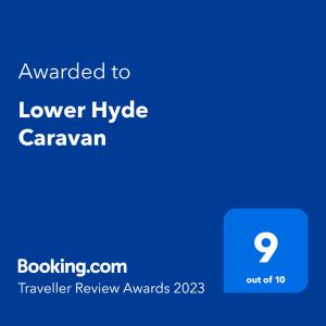 a screenshot of the lower hype caravan website with the text awarded to lower hype caravan at Lower Hyde Caravan in Shanklin