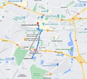 un primer plano de un mapa de una ciudad en Apartament, Ceglana 76, Katowice, en Katowice