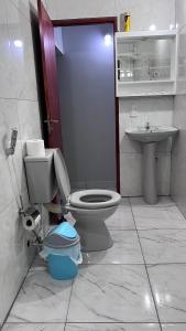 uma casa de banho com um WC e um lavatório em Sirius Apart em Puerto Iguazú