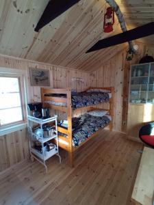 1 dormitorio con litera en una cabaña en Countrycabin Bergslagen stuga en Ramsberg