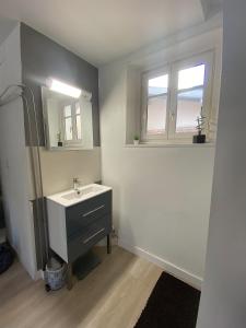a bathroom with a sink and a mirror at Logement hyper centre et près de la plage 1er étage in Biarritz