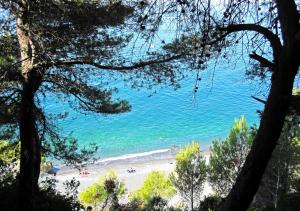 a view of a beach with people in the water at Gambero Nero in Tellaro