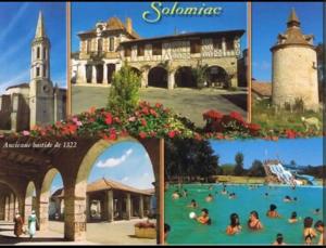 un collage di foto di persone in piscina di Superbe grande maison de ville! a Solomiac