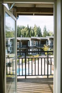 a view from the balcony of a condo at Engeltofta Sea Lodge in Gävle