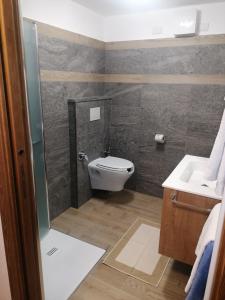 a bathroom with a toilet and a sink at Appartamenti Lucianaz in Rhêmes-Notre-Dame