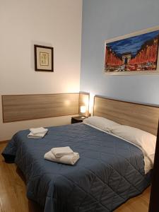 Serravalle Pistoiese的住宿－Hotel Alba Serravalle，一间卧室配有一张床,上面有两条毛巾