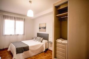 1 dormitorio con 1 cama y vestidor en Apartamentos AL PASO DE TOLEDO, Puy du Fou a 10km, en Burguillos de Toledo