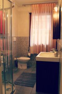 y baño con aseo, lavabo y ducha. en Appartamento alle Terme, en Abano Terme