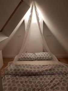 ein Bett mit zwei Kissen auf einem Zimmer in der Unterkunft Kerkakker2 Modern apartment in the city center in Eindhoven