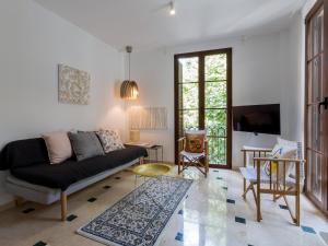 a living room with a couch and a tv at Mesones 54 in Granada