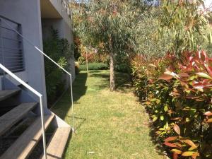 einen Garten mit einem Baum und Treppen neben einem Haus in der Unterkunft Villa 5* Nice St Pancrace in Nizza