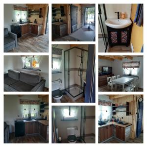 a collage of photos of a kitchen and a living room at Odsapka u Agi in Wydminy