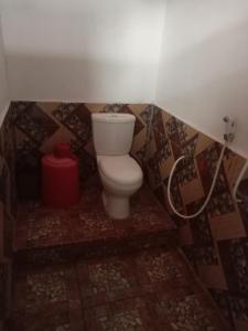 a bathroom with a toilet in a room at Orangutan Trekking Lodge in Bukit Lawang