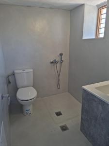 a bathroom with a toilet and a sink at Amazing View Dream House in Chora Folegandros