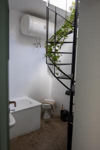ハニア・タウンにあるCasa Bollani - Old Town Chania Houseのバスルーム(トイレ付)、螺旋階段