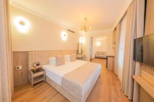 Cette chambre comprend un lit et une télévision à écran plat. dans l'établissement Atik Palas Hotel, à Istanbul