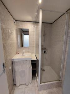 a bathroom with a sink and a shower at Appartement T2 45m² avec terrasse - 4/6 personnes in Le Mont-Dore