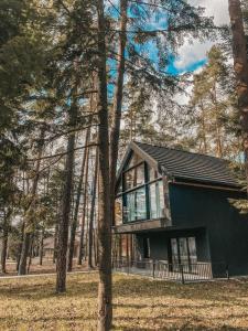 une maison dans les bois avec des arbres dans l'établissement Grand Chotowa Hotel Spa & Resort, à Chotowa