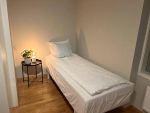 4-Bedroom-Apt for 7/Oslo Central tesisinde bir odada yatak veya yataklar