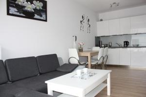 Kuchyň nebo kuchyňský kout v ubytování Apartament Kołobrzeg Polanki