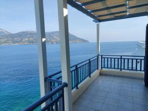 a balcony with a view of the ocean at Sea view in Karpathos Town